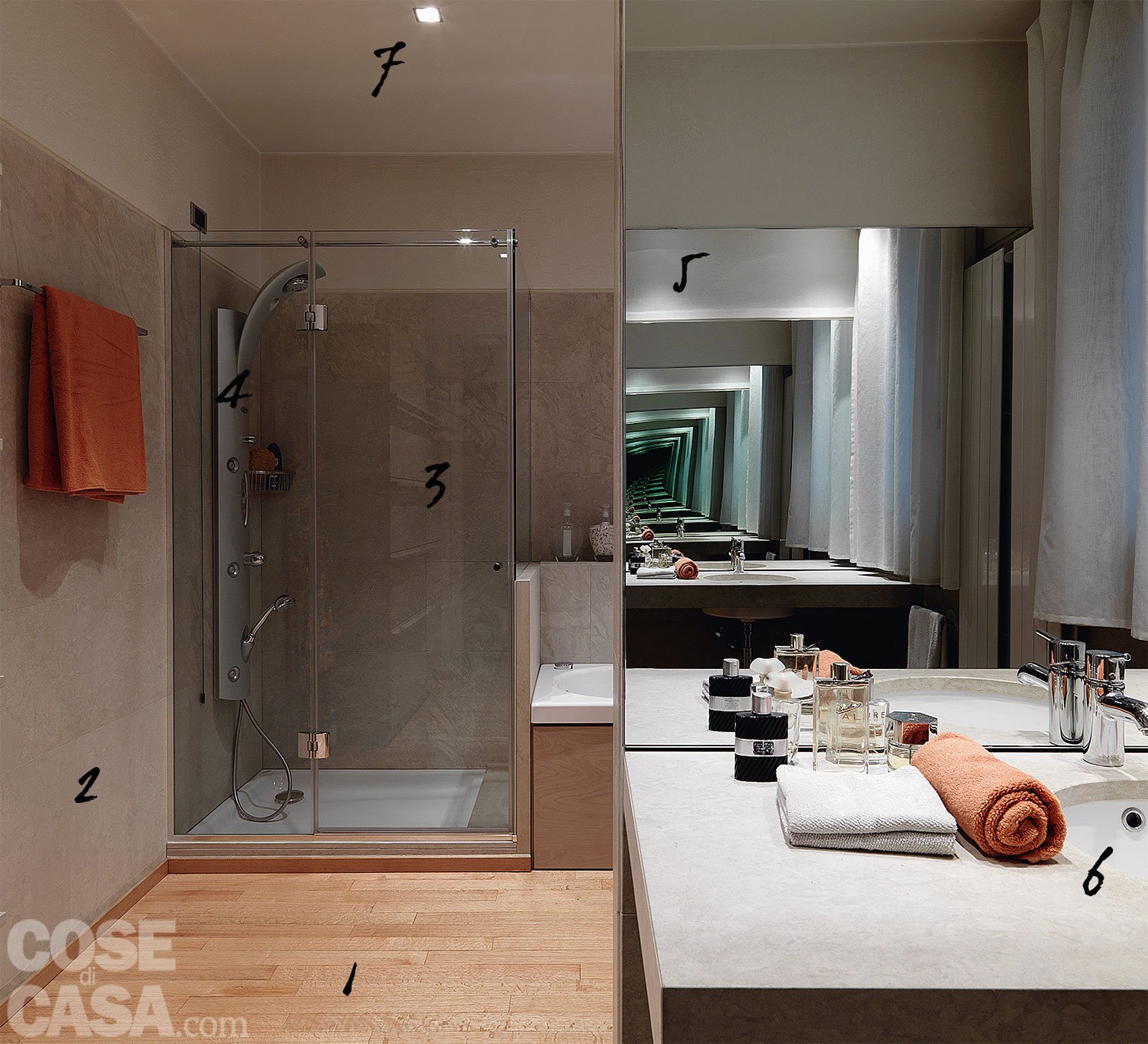 Idee bagno con doccia: come fare sembrare un bagno piu grande ...