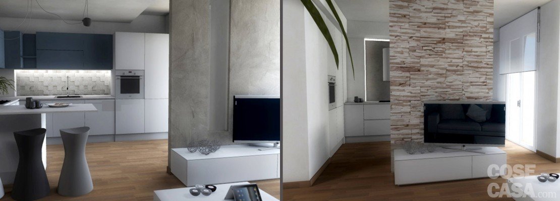 Progetti: due soluzioni per un living con piante e prospetti in 3d ...