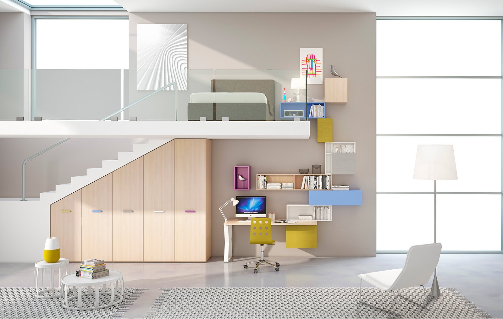 Camerette per dormire, studiare e giocare cose di casa