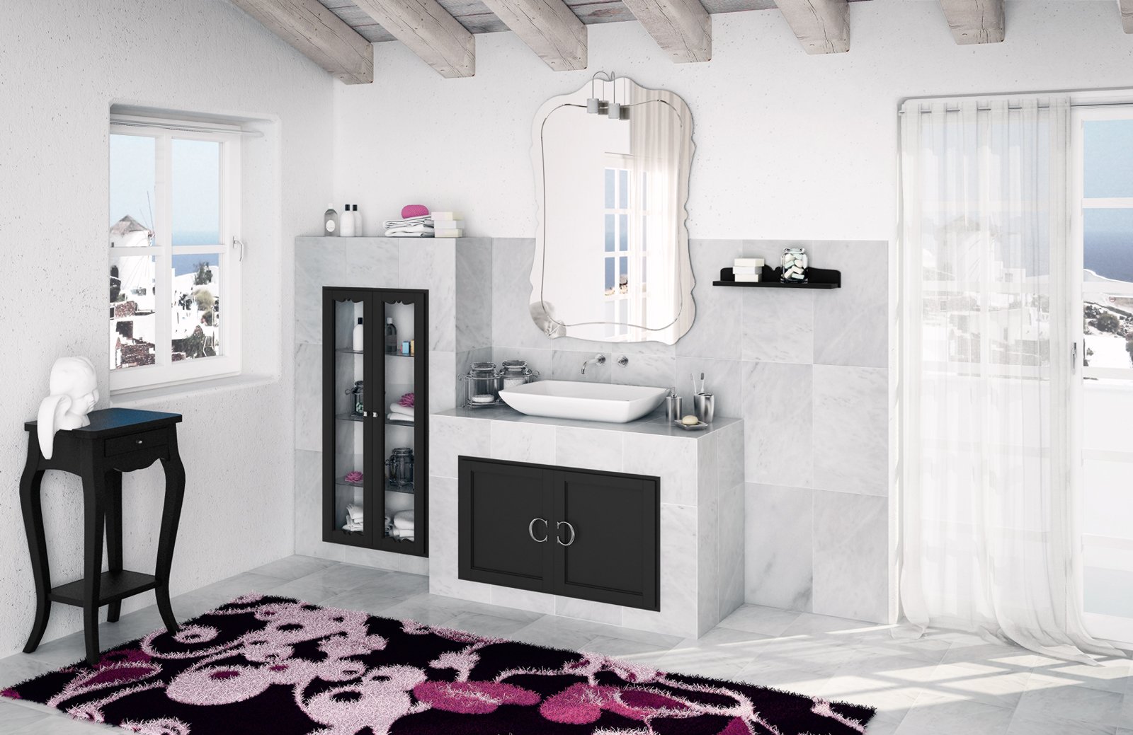 Mobile bagno: classico, effetto muratura cose di casa Mensole sagomate per bagno
