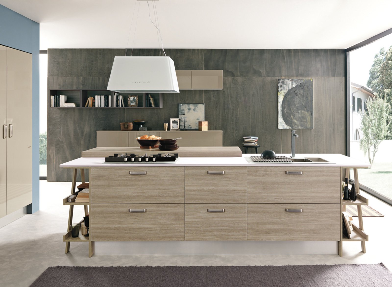 Cucina stretta con isola: se avete una collezione di libri cucina ... Minotti mensole