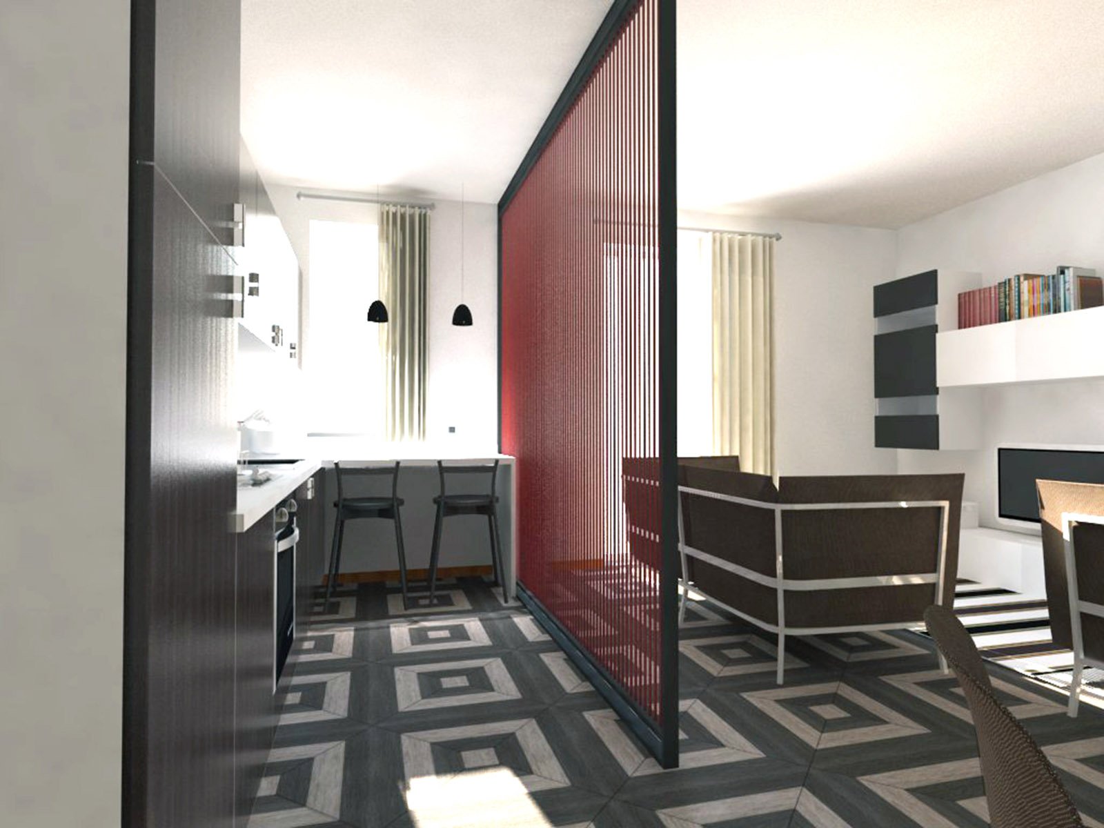Soggiorno e cucina openspace? progetto in pianta e in 3d cose di ...