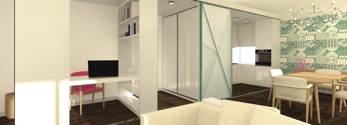 Cucina a vista ma da separare all'occorrenza. progetto in 3d ...