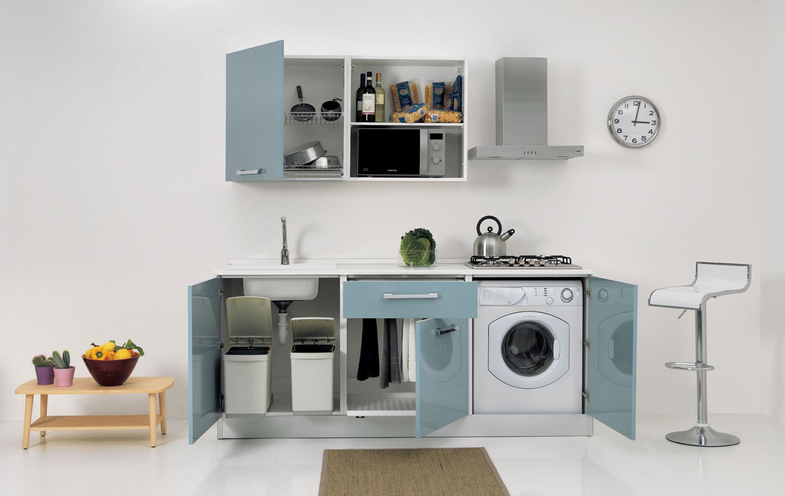 Cucine piccole: composizioni compatte anche per il soggiorno ...