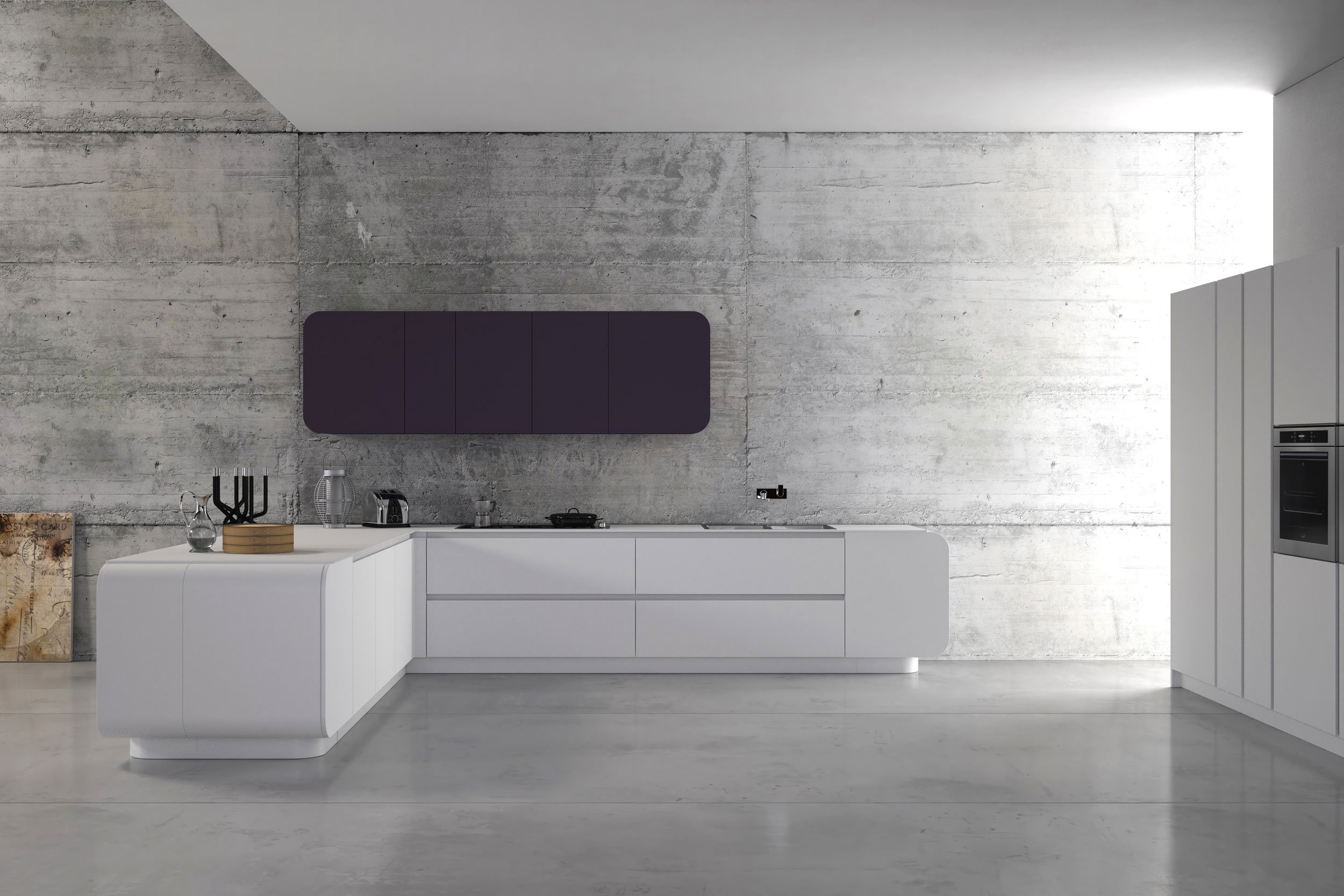 Cucine bianche: e la stanza sembra più grande e luminosa cose di ... Cucina curva