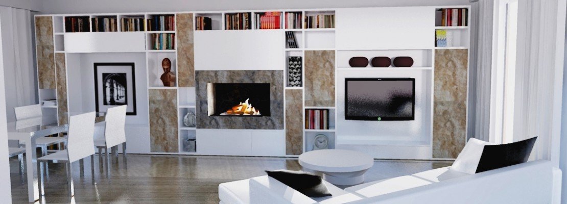 Parete attrezzata per il living cose di casa Soggiorno con camino classico