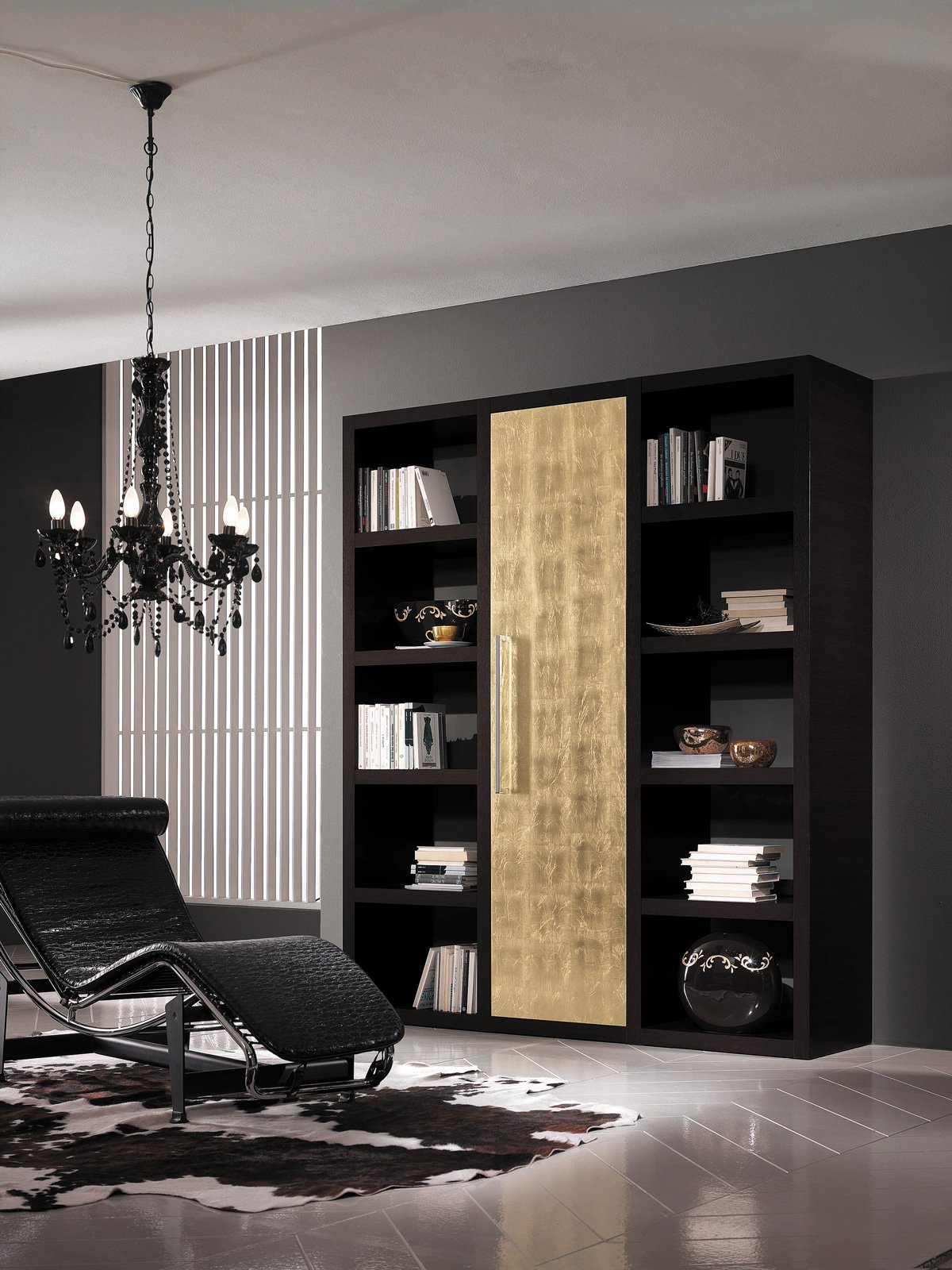 Soggiorno parete attrezzata moderna laminato: tavolo allungabile ...