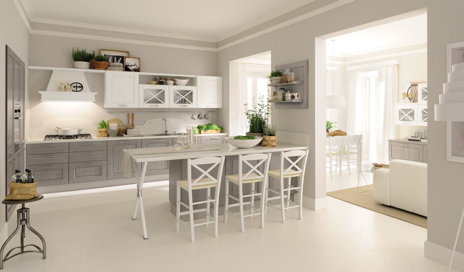 Dispense angolari per cucine: cucina ad angolo bianca moderna. il ... Cornici arco interne in polistirolo