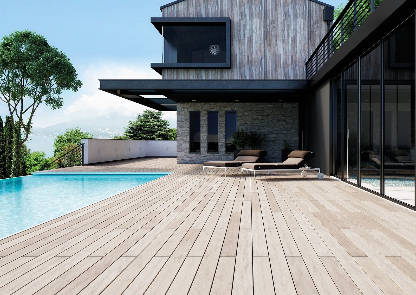 Pavimenti per l'esterno, effetto legno e pietra cose di casa Listoni legno da parete