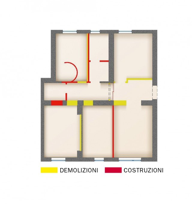 I lavori eseguiti Per realizzare il progetto è necessario intervenire sulla muratura in modo consistente e rifare completamente anche tutti gli impianti: la cucina viene spostata e si aggiungono un bagno e la lavanderia. E cambia l’assetto delle altre stanze. Questo comporta naturalmente la necessità di sostituire la pavimentazione e rinnovare le altre finiture. In questo caso anche le ante delle porte perché alcune delle aperture vengono ampliate e non solo traslate. I lavori eseguiti Per realizzare il progetto è necessario intervenire sulla muratura in modo consistente e rifare completamente anche tutti gli impianti: la cucina viene spostata e si aggiungono un bagno e la lavanderia. E cambia l’assetto delle altre stanze. Questo comporta naturalmente la necessità di sostituire la pavimentazione e rinnovare le altre finiture. In questo caso anche le ante delle porte perché alcune delle aperture vengono ampliate e non solo traslate.
