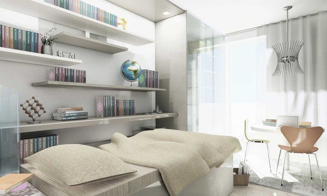 Da tri a quadrilocale Ricavata con la riduzione dell’ex soggiorno, la terza camera da letto – singola – affaccia sul lungo balcone. Arredata su una sola parete, con una composizione che integra letto e armadio ha una serie di mensole sfalsate che decorano il muro anche in verticale, con una apprezzabile leggerezza visiva. L’aumento dei locali previsto dal progetto non solo rende la casa più comoda, ma ne incrementa il valore. Da tri a quadrilocale Ricavata con la riduzione dell’ex soggiorno, la terza camera da letto – singola – affaccia sul lungo balcone. Arredata su una sola parete, con una composizione che integra letto e armadio ha una serie di mensole sfalsate che decorano il muro anche in verticale, con una apprezzabile leggerezza visiva. L’aumento dei locali previsto dal progetto non solo rende la casa più comoda, ma ne incrementa il valore.