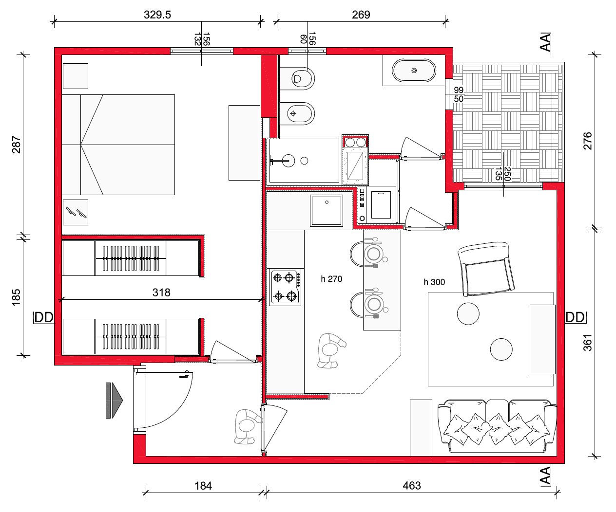 Mini casa 47 mq ben sfruttati cose di casa for Disegnare piantina appartamento
