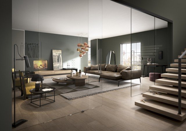 Il sistema di porte scorrevoli in vetro Scenario è qui proposto nel modello Visio con quattro ante scorrevoli e nella versione con scorrimento a soffitto, con Cristallo trasparente extrachiaro. Dimensioni: anta da 130 x 270 cm. Il sistema di porte scorrevoli in vetro Scenario è qui proposto nel modello Visio con quattro ante scorrevoli e nella versione con scorrimento a soffitto, con Cristallo trasparente extrachiaro. Dimensioni: anta da 130 x 270 cm.