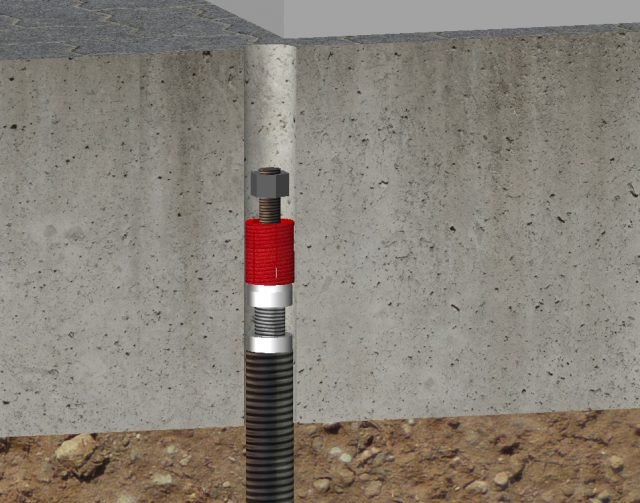 Intervento Lift Pile® di Novatek (inserimento dei dispositivo di precarica all’interno della fondazione). Intervento Lift Pile® di Novatek (inserimento dei dispositivo di precarica all’interno della fondazione).