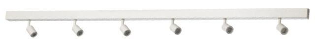 Il binario per soffitto Bäve di Ikea, in acciaio di colore bianco, è composto da 6 faretti a Led regolabili individualmente. Prezzo 69,99 euro. www.ikea.it Il binario per soffitto Bäve di Ikea, in acciaio di colore bianco, è composto da 6 faretti a Led regolabili individualmente. Prezzo 69,99 euro. www.ikea.it