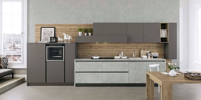 Kalì di Arredo3 ha una forma geometrica e alterna le tonalità di grigio chiaro a quello scuro: ha le ante delle basi e il top in laminato Cementho alternato al Maxxi Mat Lavagna dei pensili e delle colonne. É il modello colorato più richiesto e venduto. Le colonne alte 132 cm danno vita ad un ulteriore piano di appoggio. Prezzo su richiesta. www.arredo3.it Kalì di Arredo3 ha una forma geometrica e alterna le tonalità di grigio chiaro a quello scuro: ha le ante delle basi e il top in laminato Cementho alternato al Maxxi Mat Lavagna dei pensili e delle colonne. É il modello colorato più richiesto e venduto. Le colonne alte 132 cm danno vita ad un ulteriore piano di appoggio. Prezzo su richiesta. www.arredo3.it