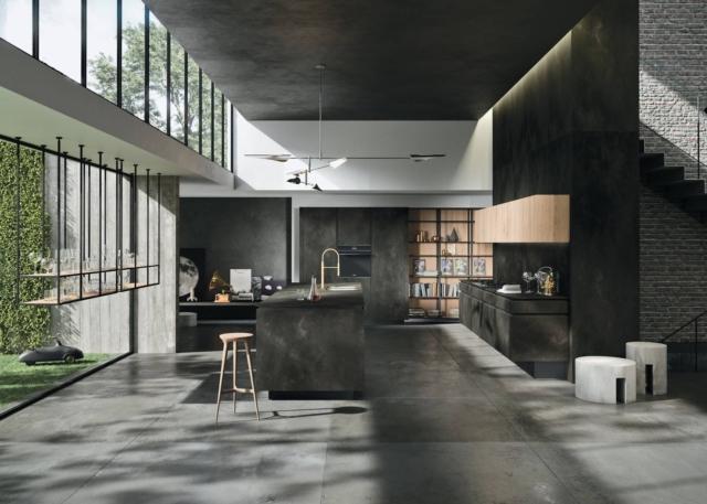 Way Materia di Snaidero ha le ante, il top e lo schienale realizzati in ceramica Laminam ossido nero, una colorazione intensa che la rende la cucina colorata più richiesta e venduta. I pensili sono in legno rovere dry come i ripiani e il fondo della struttura a giorno in metallo laccato opaco. Prezzo su richiesta. www.snaidero.it Way Materia di Snaidero ha le ante, il top e lo schienale realizzati in ceramica Laminam ossido nero, una colorazione intensa che la rende la cucina colorata più richiesta e venduta. I pensili sono in legno rovere dry come i ripiani e il fondo della struttura a giorno in metallo laccato opaco. Prezzo su richiesta. www.snaidero.it