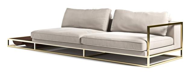 New Sofa di Aston Martin by Formitalia Luxury Group è il divano dalla forma squadrata e compatta impreziosito dalla struttura in metallo color oro; è rivestito in pelle trattata a mano all'anilina color champagne. É dotato di un solo bracciolo, dall'altro lato c' è un tavolino in pelle. Misura L 250 x P 95 x H 75 cm. www.formitalia.it New Sofa di Aston Martin by Formitalia Luxury Group è il divano dalla forma squadrata e compatta impreziosito dalla struttura in metallo color oro; è rivestito in pelle trattata a mano all'anilina color champagne. É dotato di un solo bracciolo, dall'altro lato c' è un tavolino in pelle. Misura L 250 x P 95 x H 75 cm. www.formitalia.it