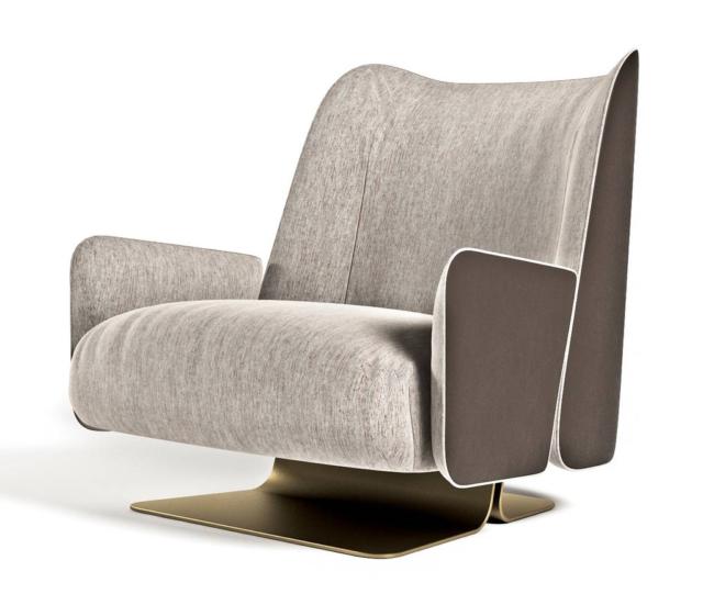 Sunrise armchair della linea Glamour Collection di Formitalia Luxury Group, design Dainelli Studio, è la poltrona con la struttura esterna rivestita in pelle e l'imbottitura interna disponibile con rivestimento in tessuto o in nappa. La base è in metallo curvato nella finitura oro champagne satinato. Misura L 72 x P 78 x H 73 cm. www.formitalia.it Sunrise armchair della linea Glamour Collection di Formitalia Luxury Group, design Dainelli Studio, è la poltrona con la struttura esterna rivestita in pelle e l'imbottitura interna disponibile con rivestimento in tessuto o in nappa. La base è in metallo curvato nella finitura oro champagne satinato. Misura L 72 x P 78 x H 73 cm. www.formitalia.it