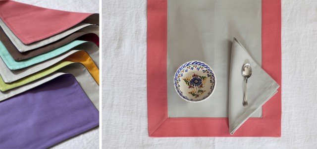 Il runner con bordo a contrasto e gli americani double face di MarinaC. sono in cotone pesante e sono proposti in vasto ventaglio di colori. Prezzo a partire da 30 euro. www.marinac.it Il runner con bordo a contrasto e gli americani double face di MarinaC. sono in cotone pesante e sono proposti in vasto ventaglio di colori. Prezzo a partire da 30 euro. www.marinac.it