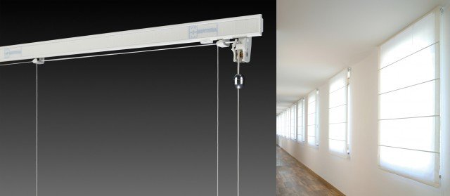 Da sinistra i sistemi Basic 441 e Rotary 444, quest’ultimo applicato alla tenda steccata della foto a destra. Tutto di Mottura www.mottura.com Da sinistra i sistemi Basic 441 e Rotary 444, quest’ultimo applicato alla tenda steccata della foto a destra. Tutto di Mottura www.mottura.com