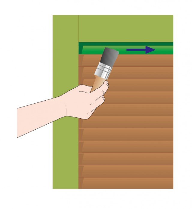 Per le listelle interne usare un pennello più piccolo. Passare il prodotto sulle listelle in senso orizzontale con 2-3 mani per ogni listella. Per le listelle interne usare un pennello più piccolo. Passare il prodotto sulle listelle in senso orizzontale con 2-3 mani per ogni listella.