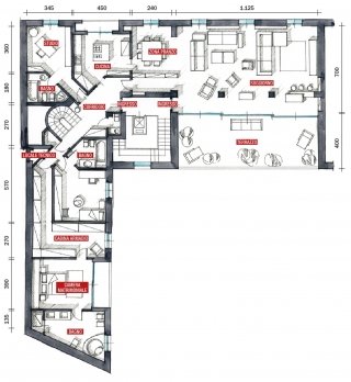 progetto pianta casa 280 mq