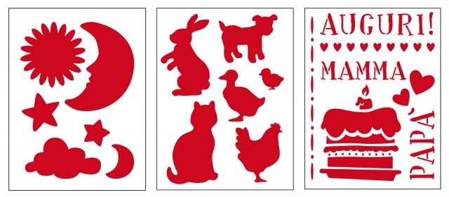 Le mascherine per stencil in materiale plastico sono disponibili con diversi soggetti; una misura L 15 x H 20 cm e costa 3,20 euro Stencil di La casa di Gio by Stamperia Le mascherine per stencil in materiale plastico sono disponibili con diversi soggetti; una misura L 15 x H 20 cm e costa 3,20 euro Stencil di La casa di Gio by Stamperia