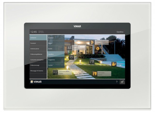 Attraverso Internet, Multimedia Video Touch 10” di Vimar, che controlla sistema domotico e videocitofonia, può essere gestito da pc, smartphone e tablet; prezzo 1.551,40 euro Iva esclusa. www.vimar.eu Attraverso Internet, Multimedia Video Touch 10” di Vimar, che controlla sistema domotico e videocitofonia, può essere gestito da pc, smartphone e tablet; prezzo 1.551,40 euro Iva esclusa. www.vimar.eu