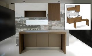 cucina Taak di Scic nascosta da un piano che scorre sopra al top cucina Taak di Scic nascosta da un piano che scorre sopra al top