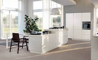 cucina con isola e open space living e sala da pranzo Mood di Scavolini cucina con isola e open space living e sala da pranzo Mood di Scavolini