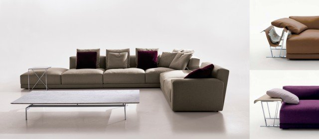 Il tema della seduta, componibile e articolata in numerose tipologie, trova in Luis di B&B Italia una risposta che coniuga comfort e raffinatezza formale. Volumi equilibrati, proporzioni misurate ed un aspetto estremamente morbido, grazie ai cuscini in piuma, accompagnano un ampia offerta di soluzioni compositive che bene si adeguano a spazi di diverse dimensioni. Due le profondità con due varianti in altezza degli schienali e dei braccioli. Il sistema consente accostamenti senza limiti e permette di formare divani lineari, angolari e a penisola. Il sistema si arricchisce di complementi accostabili agli elementi senza bracciolo. Sono proposti in varie dimensioni con piani in legno di rovere segato fumigato e struttura in acciaio cromato nero o verniciato nickel bronzato. Due le profondità da 90,5 e 106,5 cm. Prezzo su richiesta. www.bebitalia.com Il tema della seduta, componibile e articolata in numerose tipologie, trova in Luis di B&B Italia una risposta che coniuga comfort e raffinatezza formale. Volumi equilibrati, proporzioni misurate ed un aspetto estremamente morbido, grazie ai cuscini in piuma, accompagnano un ampia offerta di soluzioni compositive che bene si adeguano a spazi di diverse dimensioni. Due le profondità con due varianti in altezza degli schienali e dei braccioli. Il sistema consente accostamenti senza limiti e permette di formare divani lineari, angolari e a penisola. Il sistema si arricchisce di complementi accostabili agli elementi senza bracciolo. Sono proposti in varie dimensioni con piani in legno di rovere segato fumigato e struttura in acciaio cromato nero o verniciato nickel bronzato. Due le profondità da 90,5 e 106,5 cm. Prezzo su richiesta. www.bebitalia.com