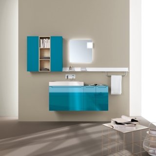 base portalavabo, basi laterali e pensili in laccato lucido color turchese Idro di Scavolini Bathrooms base portalavabo, basi laterali e pensili in laccato lucido color turchese Idro di Scavolini Bathrooms
