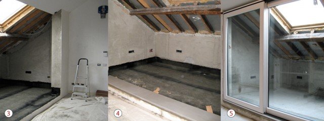 IMPERMEABILIZZAZIONE del terrazzo con due strati incrociati di catrame IMPERMEABILIZZAZIONE del terrazzo con due strati incrociati di catrame