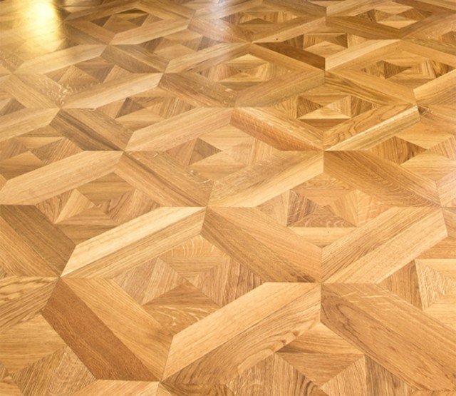 parquet di Cristiani composto da quadrotti in rovere massello a mosaico intarsiato parquet di Cristiani composto da quadrotti in rovere massello a mosaico intarsiato