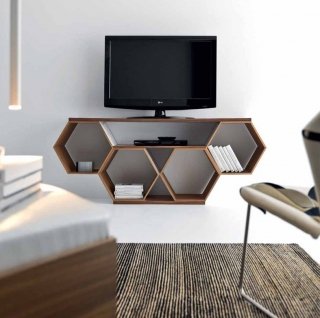 mobile Porta Tv Honeycomb di Flai in noce e frassino mobile Porta Tv Honeycomb di Flai in noce e frassino