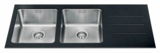 lavello cucina con due vasche in acciaio LIG 116 2 di Nardi in cristallo temperato nero lavello cucina con due vasche in acciaio LIG 116 2 di Nardi in cristallo temperato nero