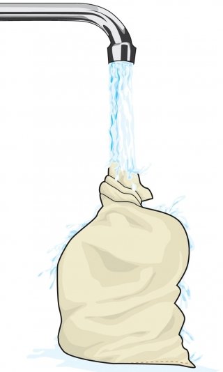 2- Chiudere l’imboccatura del sacchetto e mettere il tutto sotto un getto d’acqua tiepida. 2- Chiudere l’imboccatura del sacchetto e mettere il tutto sotto un getto d’acqua tiepida.