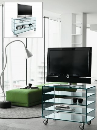 Mobile tv Grattacielo Fix di Tonelli Design in vetro con rotelle Mobile tv Grattacielo Fix di Tonelli Design in vetro con rotelle