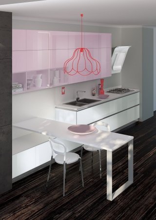 cucina rosa composizione Tetrix di Scavolini cucina rosa composizione Tetrix di Scavolini