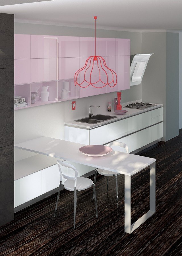 cucina rosa composizione Tetrix di Scavolini cucina rosa composizione Tetrix di Scavolini