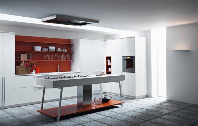 cucina Kalea di Cesar colorata proposta in versione con bancone Clarion cucina Kalea di Cesar colorata proposta in versione con bancone Clarion