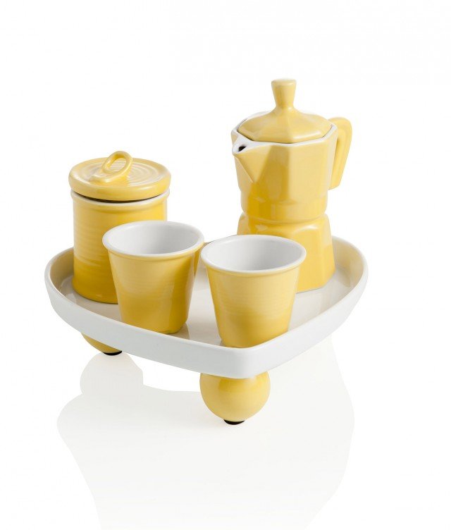 Coffee set in ceramica gialla di Brandani Coffee set in ceramica gialla di Brandani