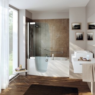 vasca in acrilico bianco e porta a tutta altezza in cristallo temperato combinato 382 di Teuco vasca in acrilico bianco e porta a tutta altezza in cristallo temperato combinato 382 di Teuco