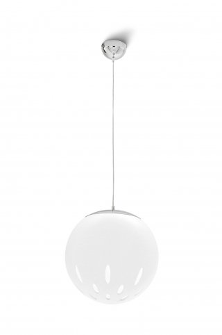 lampada a sospensione Aries di Calligaris in metacrilato bianco opale e metallo cromato lampada a sospensione Aries di Calligaris in metacrilato bianco opale e metallo cromato