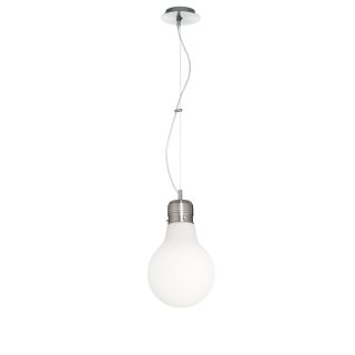 lampada a sospensione Luce Sp1 Small di Ideal Lux in vetro bianco e nickel satinato regolabile in altezza lampada a sospensione Luce Sp1 Small di Ideal Lux in vetro bianco e nickel satinato regolabile in altezza
