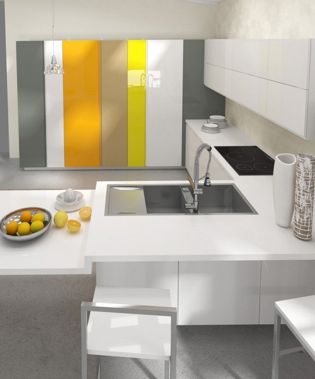 cucina Citrus Fruit di Antarei con colonne multicolore cucina Citrus Fruit di Antarei con colonne multicolore