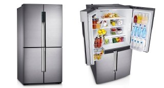 Il frigorifero 4Porte T9000 di Samsung offre circa 900 litri di capacità. Dispone nella parte superiore di un ampio vano frigorifero mentre quella inferiore è caratterizzata da due colonne freezer, di cui una può essere trasformata in frigorifero per una massima flessibilità. In classe A++, è dotato inoltre di due compressori Digital Inverter ultrasilenziosi e di tre circuiti di raffreddamento indipendenti e di sistema Cool Select Plus che offre quattro livelli di temperatura pre-impostati, gestibili direttamente dal display. Misura L 90,8 x P 93,9 x H 185 cm. Costa 3.499 euro. www.samsung.it Il frigorifero 4Porte T9000 di Samsung offre circa 900 litri di capacità. Dispone nella parte superiore di un ampio vano frigorifero mentre quella inferiore è caratterizzata da due colonne freezer, di cui una può essere trasformata in frigorifero per una massima flessibilità. In classe A++, è dotato inoltre di due compressori Digital Inverter ultrasilenziosi e di tre circuiti di raffreddamento indipendenti e di sistema Cool Select Plus che offre quattro livelli di temperatura pre-impostati, gestibili direttamente dal display. Misura L 90,8 x P 93,9 x H 185 cm. Costa 3.499 euro. www.samsung.it
