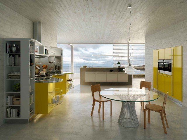 cucina realizzata con pannelli low emission Skyline di Snaidero cucina realizzata con pannelli low emission Skyline di Snaidero