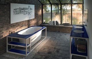 vasca blu Naked di Glass in acrilico che può essere freestanding vasca blu Naked di Glass in acrilico che può essere freestanding